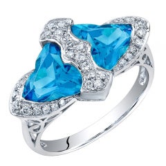 Beautiful Blue Topaz Diamond Gold Ring 7
