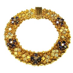 Gubelin signed  Sapphire Diamond Retro Gold Bracelet