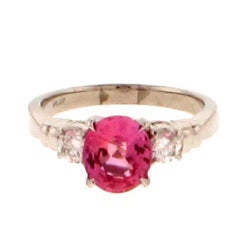 Padparadscha Pink Sapphire Platinum Ring