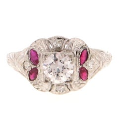 Art Deco Diamond and Ruby Gold Ring