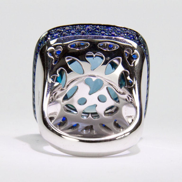 Women's Sensational Blue Topaz Sapphire Diamond Gold Cluster Ring