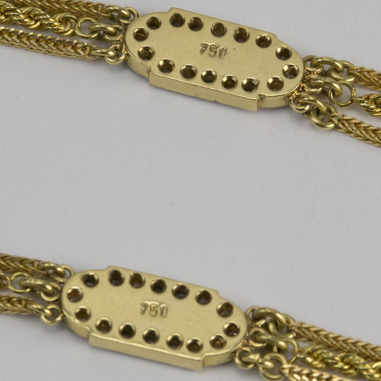 Women's Enamel Diamond Gold Tassel Necklace