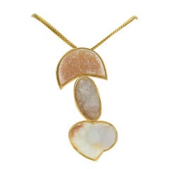 Beautiful Dynamic Druzy Heart Gold Pendant Necklace 5