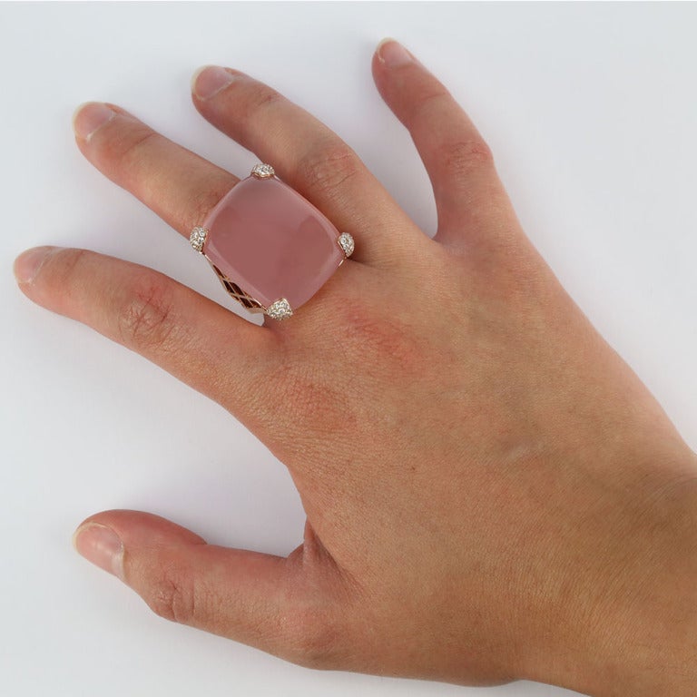 rose quartz diamond ring