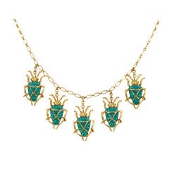 Askew London Signed Scarab Drops Necklace and Scarab Earrings Set 3