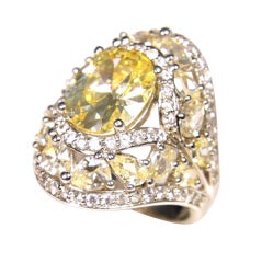 Stunning 14k White Gold Vintage 1950s Citrine Ring