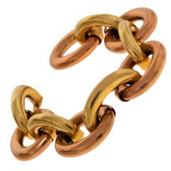 Retro Tubular Link Two-Tone Gold Link Bracelet