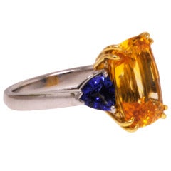 Yellow and Blue Sapphire Platinum Ring