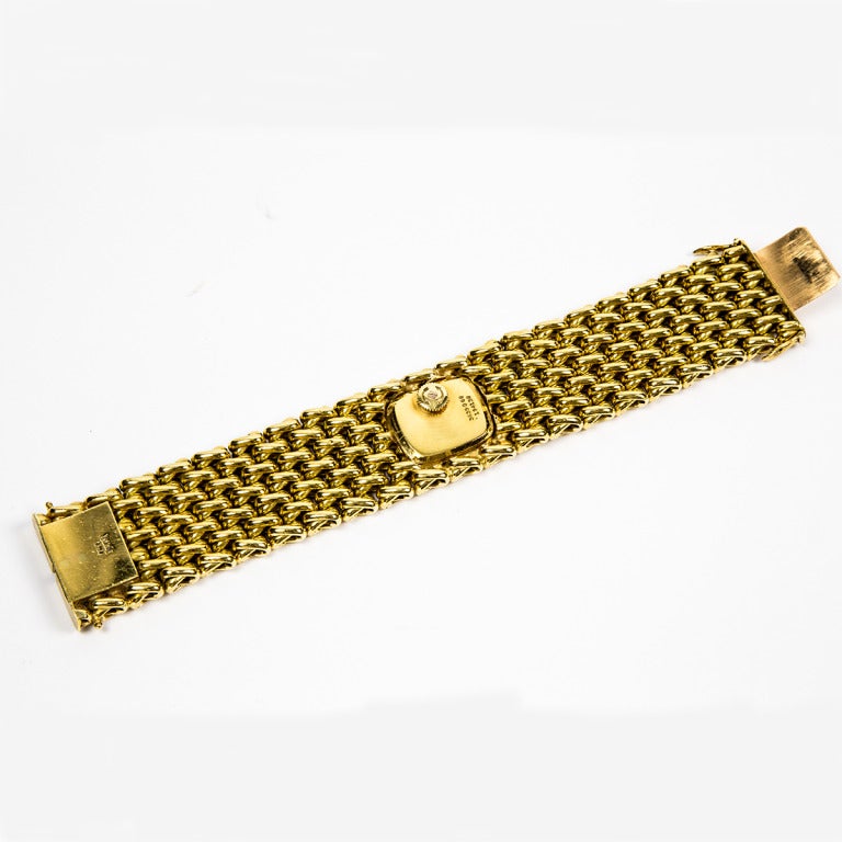 Piaget for Van Cleef & Arpels Lady's Yellow Gold Bracelet Watch with Jade Dial In Excellent Condition In Montreal, QC