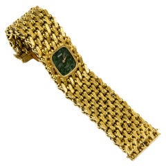 Piaget for Van Cleef & Arpels Lady's Yellow Gold Bracelet Watch with Jade Dial