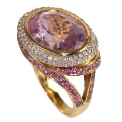 Retro Diamond Pink Kunzite Ring
