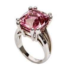 Stilvoller Solitär Kissen Rosa Turmalin Gold Ring