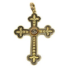 Exceptional Antique Austrian Gold and Enamel Cross Pendant