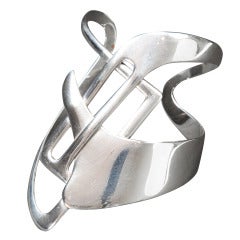 Vintage Abstract Modernist Erika Hult de Corral Sterling Silver Cuff Bracelet