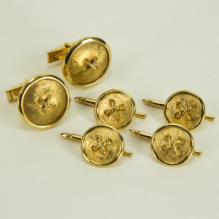Button Cufflink and Shirt Stud Dress Set in Gold at 1stdibs