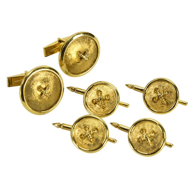 Button Cufflink and Shirt Stud Dress Set in Gold at 1stdibs