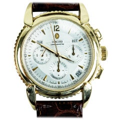 Concord Yellow Gold Impresario Triple-Calendar Date Chronograph Wristwatch 1