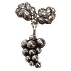 Antique Georg Jensen Moonlight Grapes Sterling Silver Brooch Pin #217A