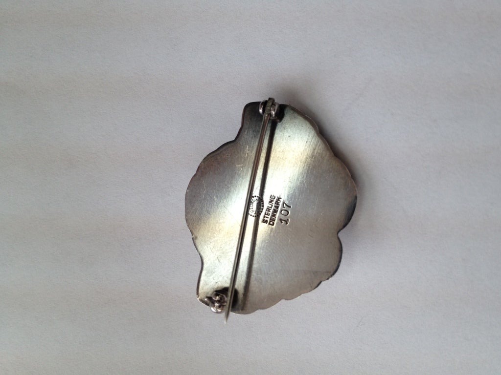 Beautiful Georg Jensen Sterling Silver Flower Pin Brooch with Moonstone Center; measuring approx. 1 1/2