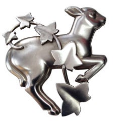 Iconic Georg Jensen Brooch Lamb and Ivy S/S Pin Brooch 311