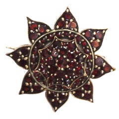 Antique 19th Century Bohemian Garnet Gold Pin Brooch