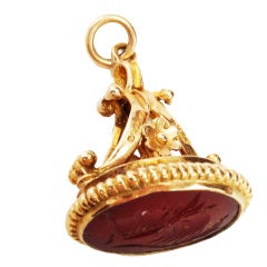 Carnelian Intaglio Gold Watch Fob