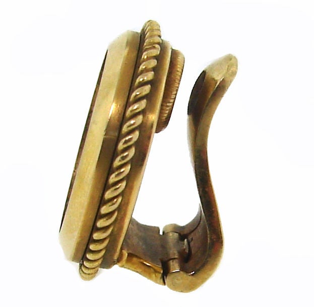 Cartier Roman Motif Yellow Gold & Enamel Clip Earrings 1
