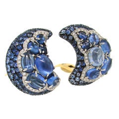 Sapphire, Diamond, Platinum & Gold Clip-on Earrings by MFC