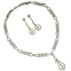 Art Deco Diamond & Platinum Necklace/Choker/Bracelets & Earrings 8
