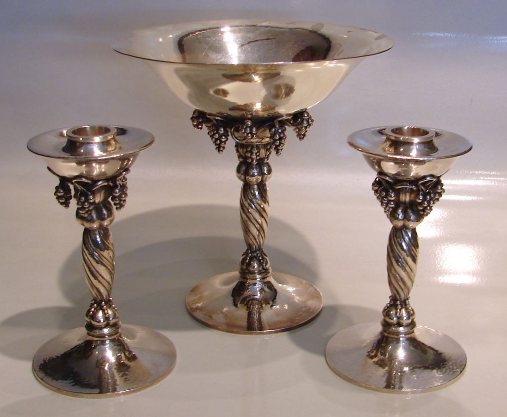 Georg Jensen Sterling Silver Center Piece with Two Candle Holder