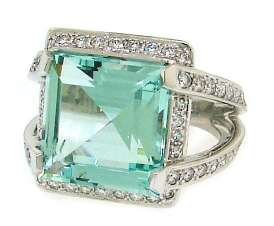 Green aquamarine engagement rings