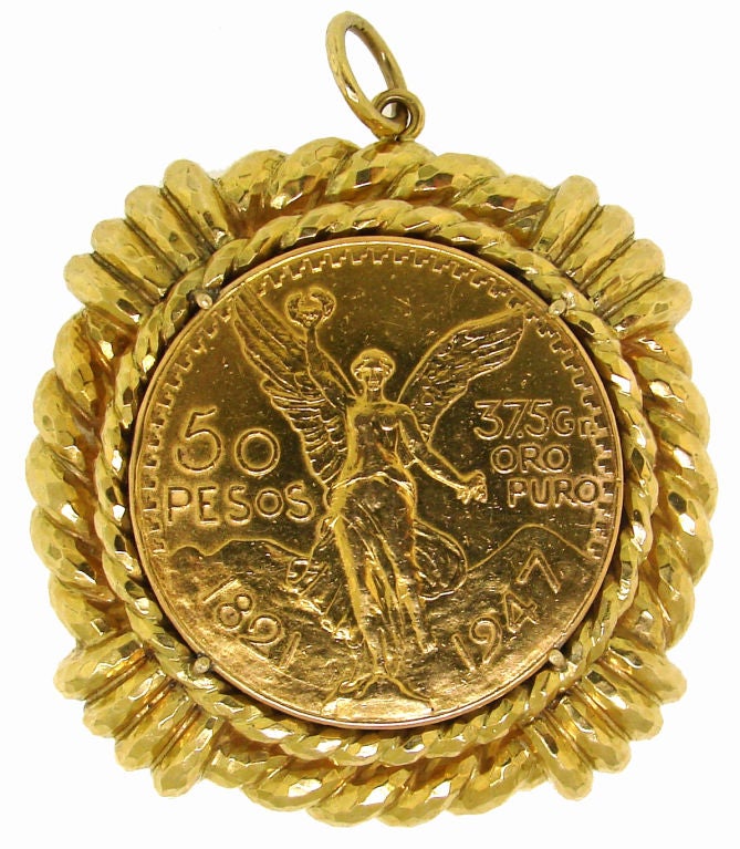 Women's DAVID WEBB Pure Gold Coin & 18k Yellow Gold Pendant