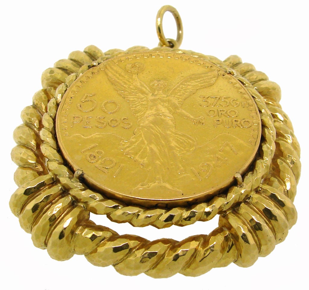 DAVID WEBB Pure Gold Coin & 18k Yellow Gold Pendant 1