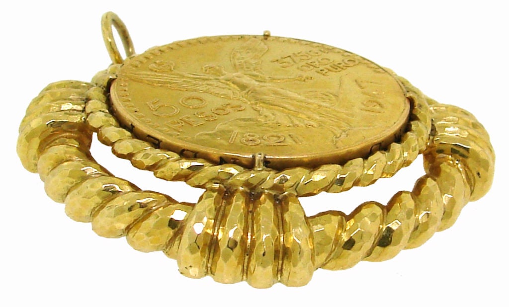 DAVID WEBB Pure Gold Coin & 18k Yellow Gold Pendant 2