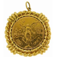 Vintage DAVID WEBB Pure Gold Coin & 18k Yellow Gold Pendant