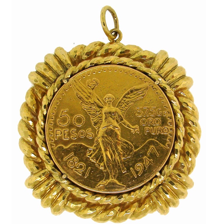 DAVID WEBB Pure Gold Coin & 18k Yellow Gold Pendant