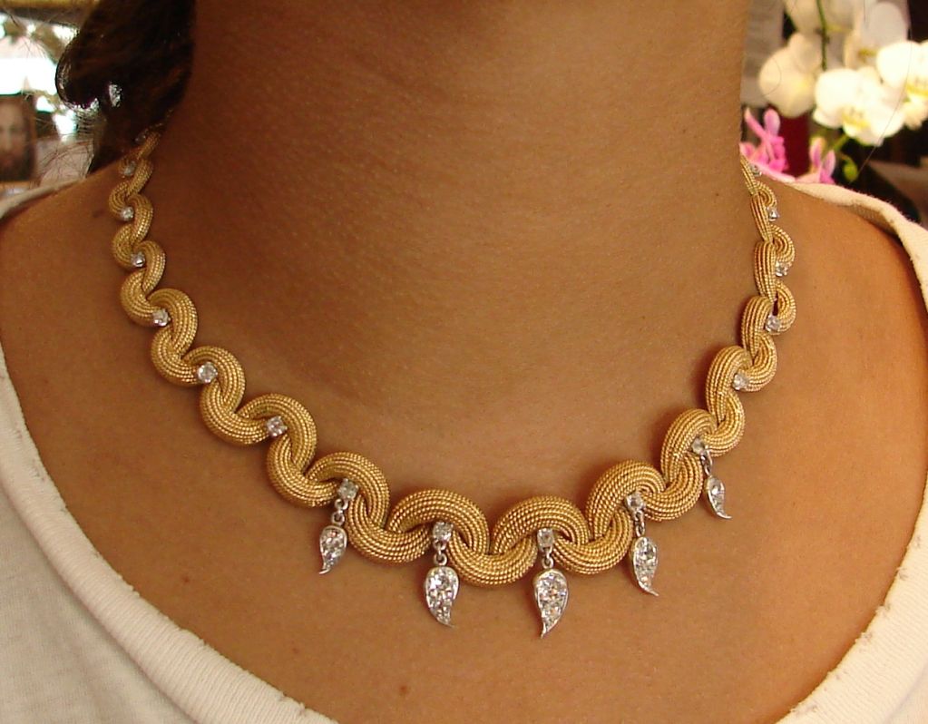 PIERRE STERLE Diamond, Yellow Gold & Platinum Necklace 3