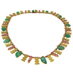 MARIO BUCCELLATI Diamond, Gems, Yellow & Rose Gold Necklace