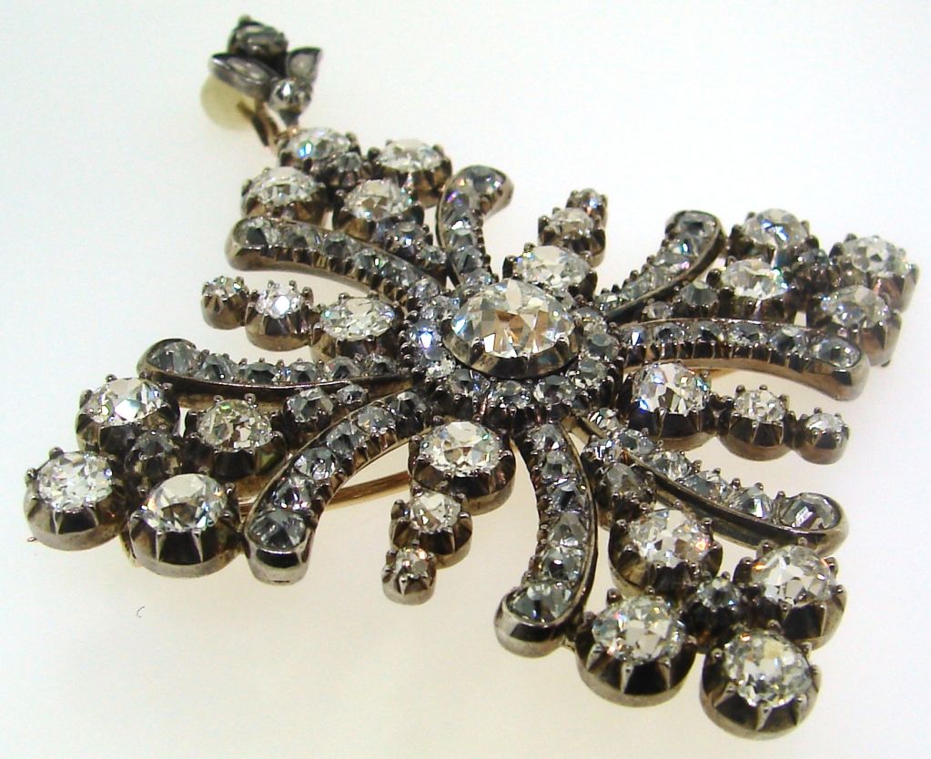 Women's Georgian Diamond, Silver & Rose Gold Maltese Cross Pin/Pendant