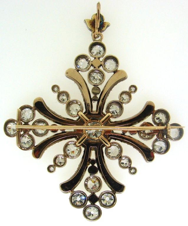 Georgian Diamond, Silver & Rose Gold Maltese Cross Pin/Pendant 3