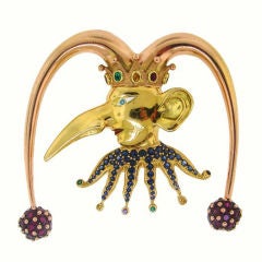 Vintage Gems, Gold, Enamel Brooch from St.Petersburg Serie by Chemiakin