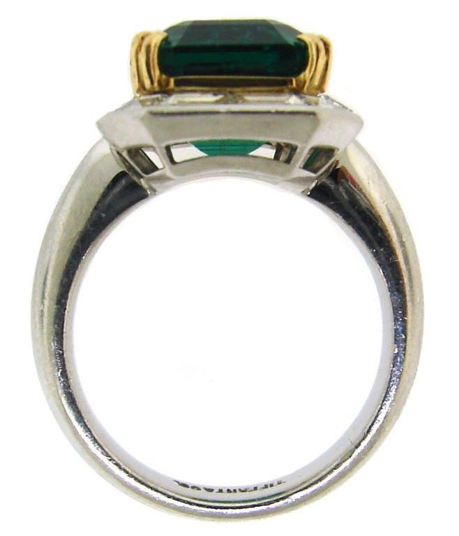 Tiffany & Co. 6.26 cts Step Cut Emerald, Diamond Platinum Ring 1