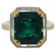Tiffany & Co. 6.26 cts Step Cut Emerald, Diamond Platinum Ring