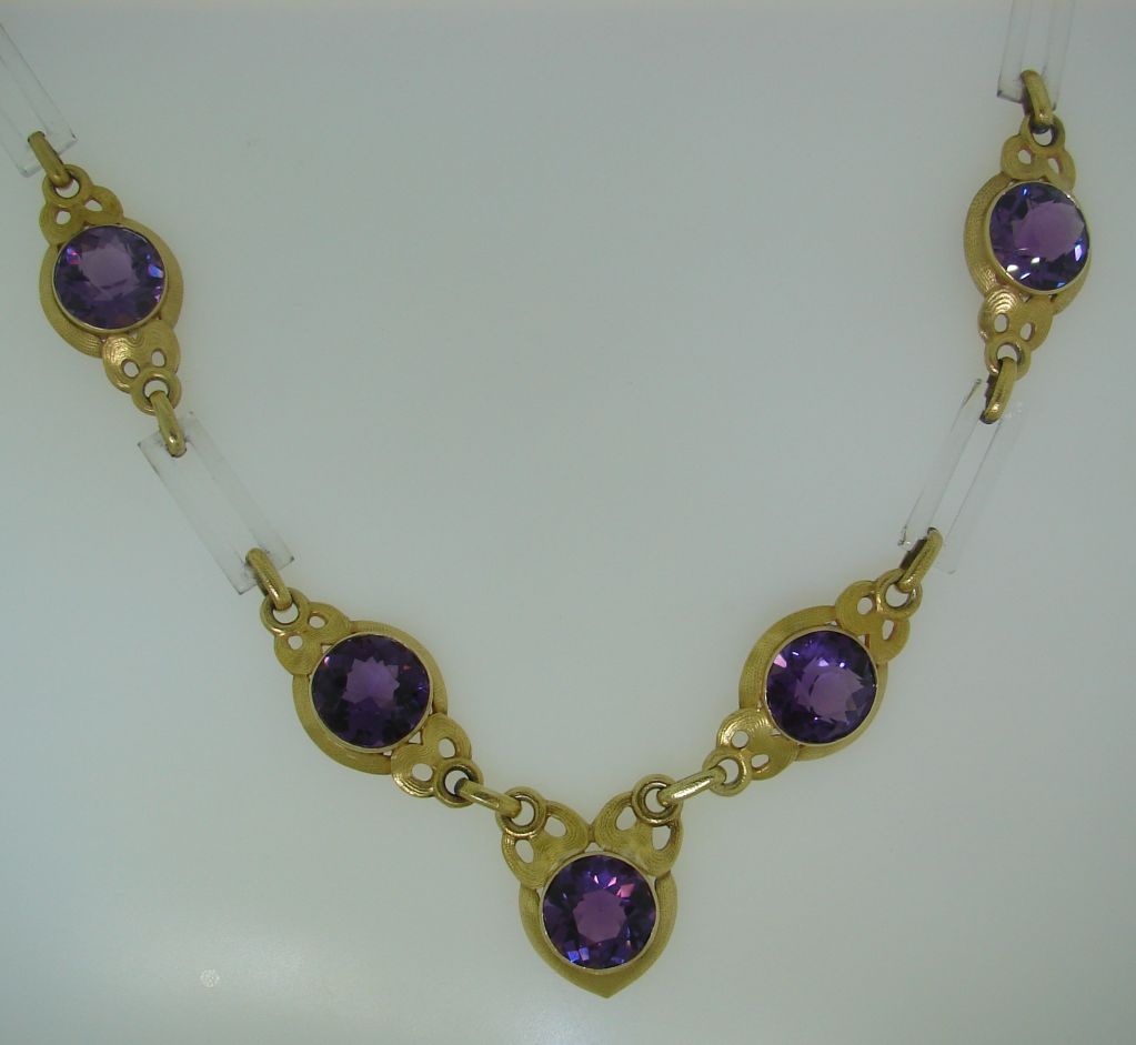 Vintage Cartier Halskette aus Gelbgold mit Amethysthorn im Zustand „Gut“ im Angebot in Beverly Hills, CA