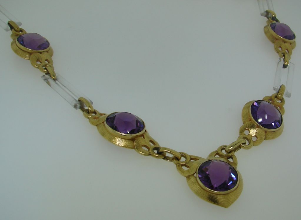Vintage Cartier Halskette aus Gelbgold mit Amethysthorn Damen im Angebot