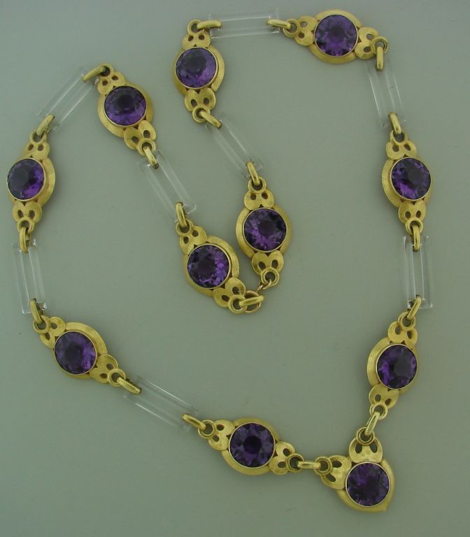 Vintage Cartier Necklace Yellow Gold Amethyst Horn  In Good Condition For Sale In Beverly Hills, CA