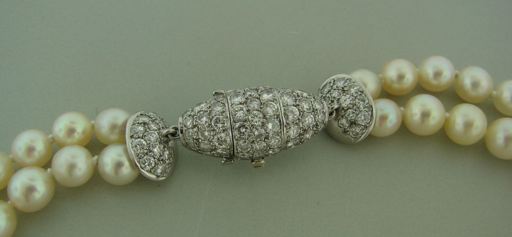 PETOCHI Two Strand South Sea Pearl Necklace Diamond Clasp 1