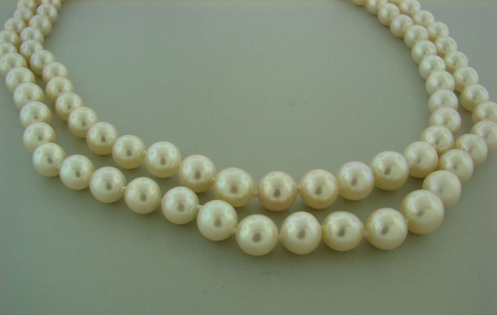 PETOCHI Two Strand South Sea Pearl Necklace Diamond Clasp 2