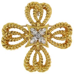 Vintage Tiffany & Co. Diamond & Gold Maltese Cross Pendant /Pin 4