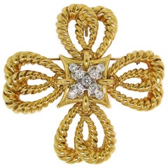 Vintage Tiffany & Co. Diamond & Gold Maltese Cross Pendant /Pin